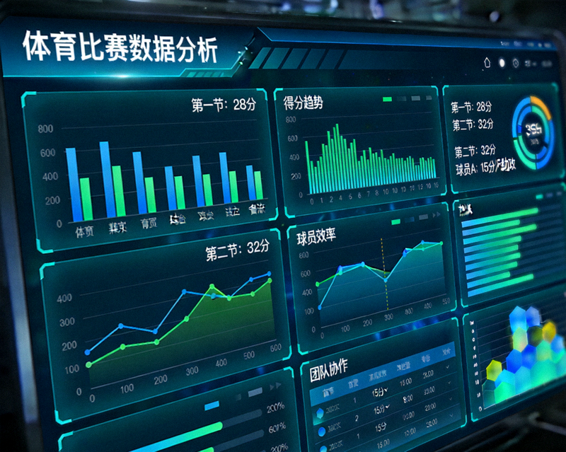 体育数据分析屏幕上的统计图表与比赛数据可视化界面